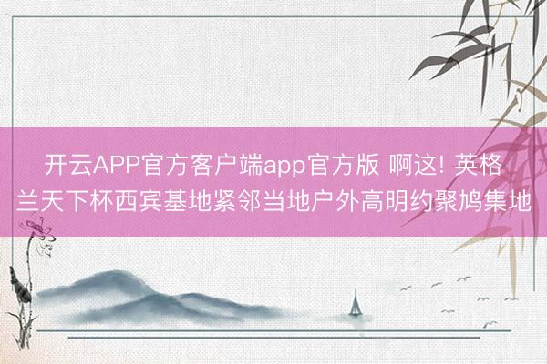 开云APP官方客户端app官方版 啊这! 英格兰天下杯西宾基地紧邻当地户外高明约聚鸠集地