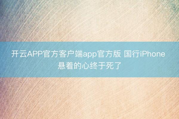 开云APP官方客户端app官方版 国行iPhone 悬着的心终于死了