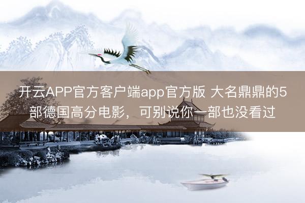 开云APP官方客户端app官方版 大名鼎鼎的5部德国高分电影，可别说你一部也没看过