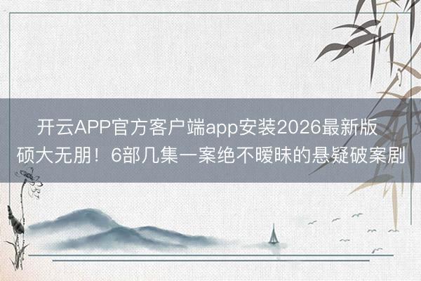 开云APP官方客户端app安装2026最新版 硕大无朋!6部几集一案绝不暧昧的悬疑破案剧