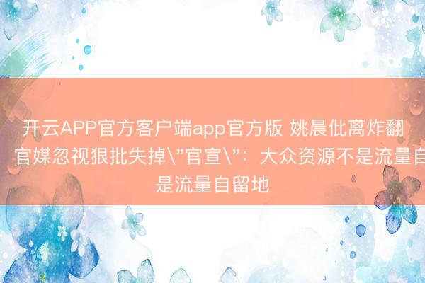 开云APP官方客户端app官方版 姚晨仳离炸翻全网！官媒忽视狠批失掉