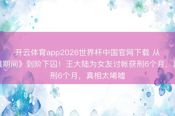 开云体育app2026世界杯中国官网下载 从《我的青娥期间》到阶下囚！王大陆为女友讨帐获刑6个月，真相太唏嘘