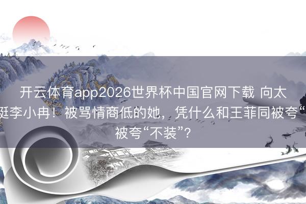 开云体育app2026世界杯中国官网下载 向太9字力挺李小冉！被骂情商低的她，凭什么和王菲同被夸“不装”？