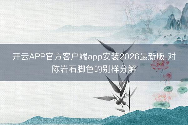 开云APP官方客户端app安装2026最新版 对陈岩石脚色的别样分解