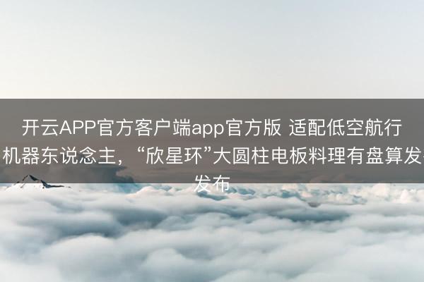 开云APP官方客户端app官方版 适配低空航行、机器东说念主，“欣星环”大圆柱电板料理有盘算发布
